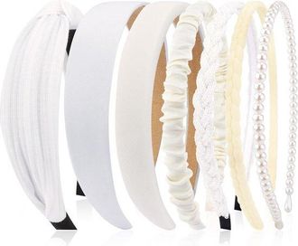 OEM 7 Piezas - Diademas Para Mujer - Diademas El&aacute;sticas - Diademas Deportivas Para Yoga - 7 Estilos, Serie Blanca