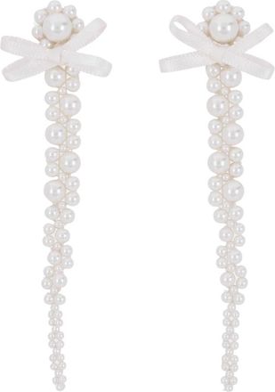 Simone Rocha Accessoires, Dames, Wit, ONE Size, Petite Bow Drop Earrings