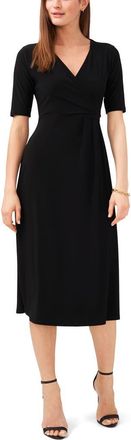 Chaus Faux Wrap Midi Dress in Black at Nordstrom, Size Medium