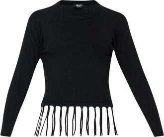 Liu Jo Fringe Sweater - Dames - Longsleeves - Zwart - S - Tops