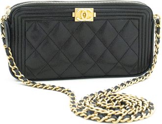 Chanel Wallet On Chain Black Leather Shoulder Bag (Pre-Owned)