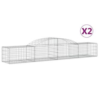 Berkfield Home Arched Gabion Baskets 2 pcs 300x50x40/60 cm Galvanised Iron in Silver