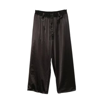 Yohji Yamamoto Satin Gradient 3-Stripes Track Trousers - male - Y-3 - Wide Trousers - Black - M - Trousers