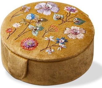 Tag Floral Embroidered Round Box Yellow Multi Velvet Fabric Everyday at Nordstrom