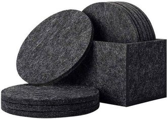 OEM Posavasos Redondos De Fieltro - Juego Premium De 10 Piezas Con Caja, Posavasos De Vidrio Gris Para Vasos, Bebidas, Tazas Y Jarras
