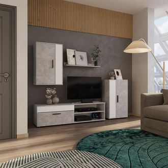 Vicco Mueble De Pared Berno, Hormig&oacute;n/blanco, Juego, 4 Partes, Vicco