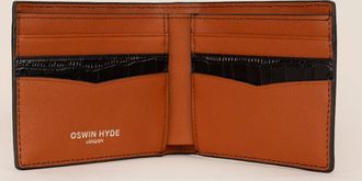 Oswin Hyde Mens Leicester Black Bifold Wallet - Orange