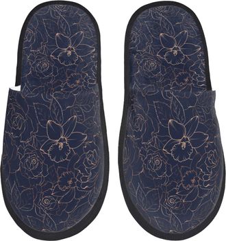 Generic Navy Dark Blue Men Women Sliders Soft House Slippers Lightweight House Shoes For Bedroom Winter Outdoor L
