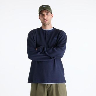 New Balance Uomo Numeric Waffle Knit Long Sleeve Henley in Blu, Cotone, Taglia XL