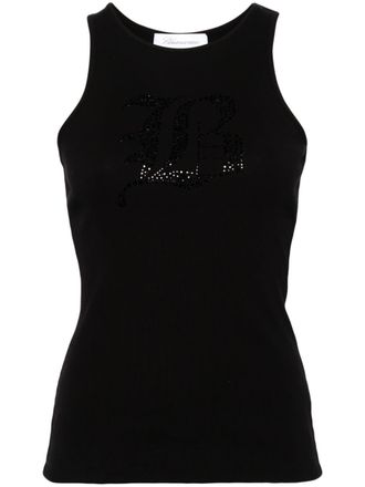 Blumarine Womens Logo Ribbed Cotton Tank Top