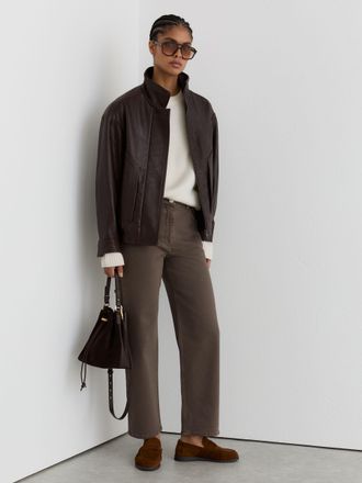 Reiss Mocha Brown Petite Mid-rise Straight-leg Jeans, 32