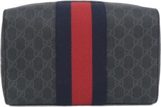 Gucci Black Gray Gg Supreme Canvas Clutch Bag Pouch (Pre-Owned)