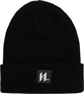 Karl Lagerfeld Wool Beanie - Heren - Hoeden - Zwart - S - Wol - Accessoires