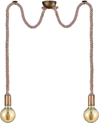 Trio Leuchten Trio Lighting L&aacute;mpara De Techo Vintage Con 2 Cuerdas Bronce Viejo Rope