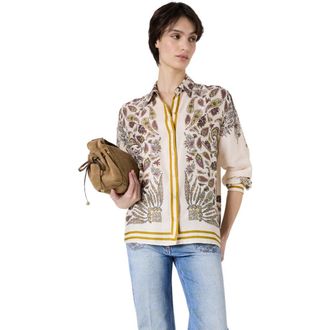 Gerard Darel Draped Paisley Button-Down Blouse in Yellow at Nordstrom, Size 14