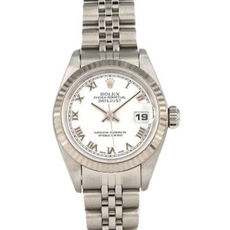 Rolex Pre-owned Datejust Stainless Steel White Gold Automatic - Dames - Vintage Horloges - Wit - ONE Size - Vintage