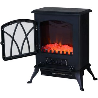 HOMCOM Estufa El&eacute;ctrica Tipo Chimenea Calefactor De Le&ntilde;a 1000w/2000w 45x28,5x54cm Negra