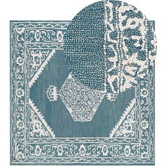 Beliani Beliani - Tappeto lana motivo orientale 200 x 200 cm salotto bianco blu Gevas
