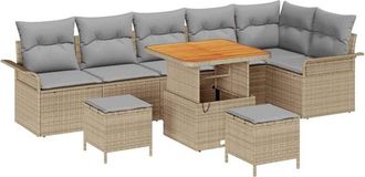 vidaXL Garden Sofa Set with Cushion 9 pcs Beige and Light Grey vidaXL