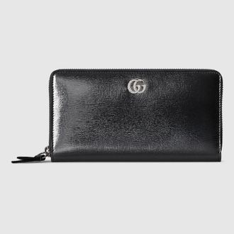 Gucci Bi-color GG Marmont Zip Around Wallet, Grey, Leather
