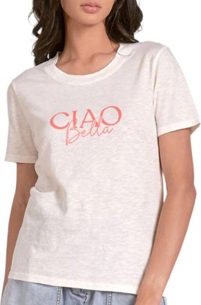 Elan Ciao Bella Scoop Neck Tee Shirt In White