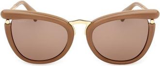 Max Mara 55mm Cat Eye Sunglasses in Camel /Ruthenium /Smoke at Nordstrom