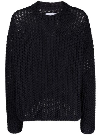 Stone Island logo-print long-sleeve macram&eacute; jumper - Blue