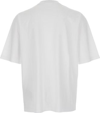 Dsquared2 Mens White Crewneck T-Shirt With Maxi Print Cotton T-Shirts And Polos