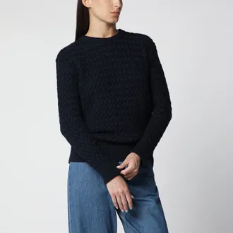 Bottega Veneta Midnight Blue Intrecciato Wool Sweater