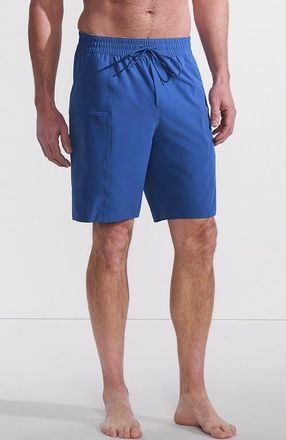 Lands End 9 Inch Packable Cargo Swim Shorts in Mariner Blue at Nordstrom, Size Large