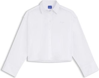HUGO BOSS Oversized pinstriped cotton shirt with open-cut hem
