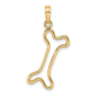 Diamond2Deal 14k Gold Cut-Out Polished Dog Bone Charm Pendant