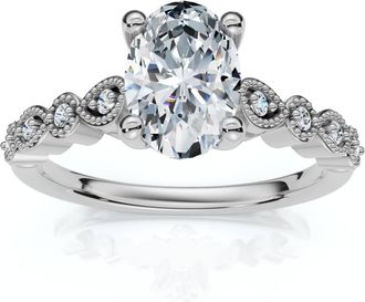 Pompeii3 1.10 - 6.10Ct Oval Diamond Engagement Ring 14k Gold Lab Grown