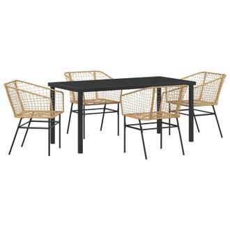 Berkfield Home 5 Piece Garden Dining Set Brown Poly Rattan