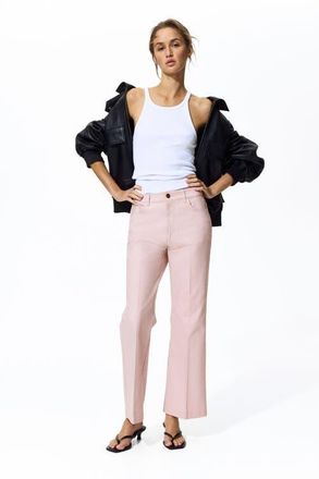 H&M Bootcut Cotton Canvas Trousers in Light Pink at Nordstrom, Size 12