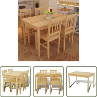 vidaXL Sedie in legno - Tavolo con 4 sedie in Legno Naturale