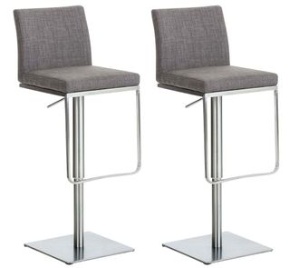 Clp Clp - Lote De 2 Taburetes De Bar Funda De Tela Panam&aacute; Gris Acero Inoxidable