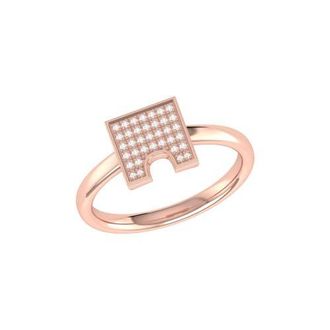 LuvMyJewelry City Arches Square Sterling Silver Diamond Ring in 14Kt Rose Gold Vermeil at Nordstrom, Size 7