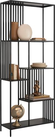 Ambia Home Regal, Schwarz, Metall, Metalloptik, 5 Fächer, 80x190x30 cm, Wohnzimmer, Regale, Bücherregale