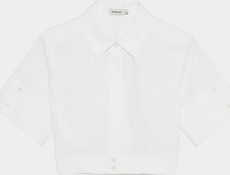 SIMKHAI Bernie Pleated Short-Sleeve Shirt