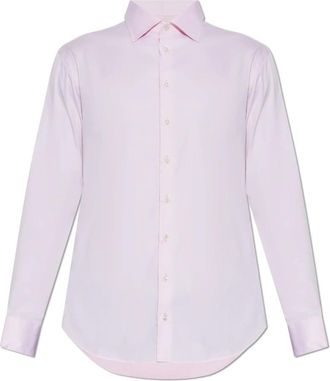 Giorgio Armani Cotton Shirt - Heren - Zakelijke Overhemden - Roze - 2XL - Katoen - Overhemden