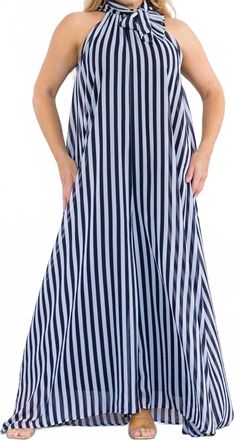 Karen Kane Sleeveless Halter Striped Jumpsuit In Black