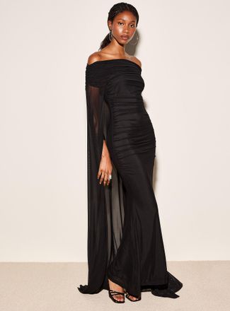 Icone Womens Sumptuous cape micromesh maxi tube dress