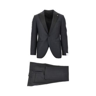 Lubiam Wool tailored suit with satin lapel Man 46