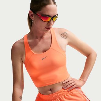 Nike Womens Tempo Medium-Support Cropped Sports Bra Tank Top in Orange | II0420-852