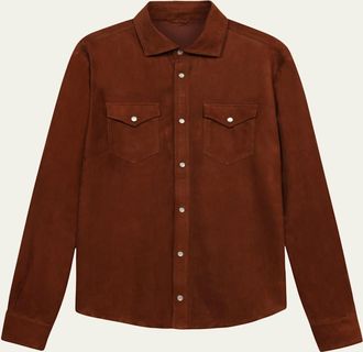 Maurizio Baldassari Mens Leather Western Overshirt