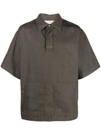 Alexander McQueen embroidered-logo denim polo shirt - men - Cotton - 50 - Green