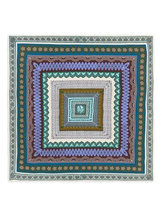 Bimba & Lola patterned border scarf - women - Recycled Polyester - One Size - Green