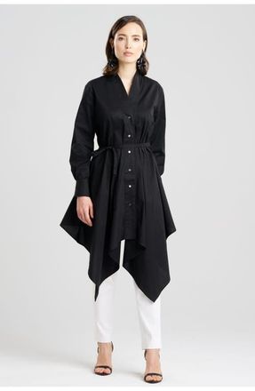 Natori COTTON POPLIN Handkerchief Shirt in Black at Nordstrom, Size X-Small