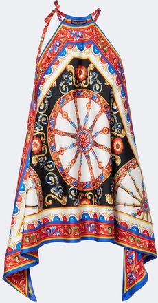 Dolce & Gabbana Carretto silk twill halterneck top